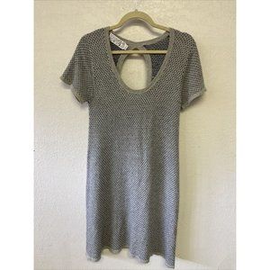 Shipley&Halmos Cashmere Short Sleeve Dress Womens Sz S Gray With Navy Blue Print